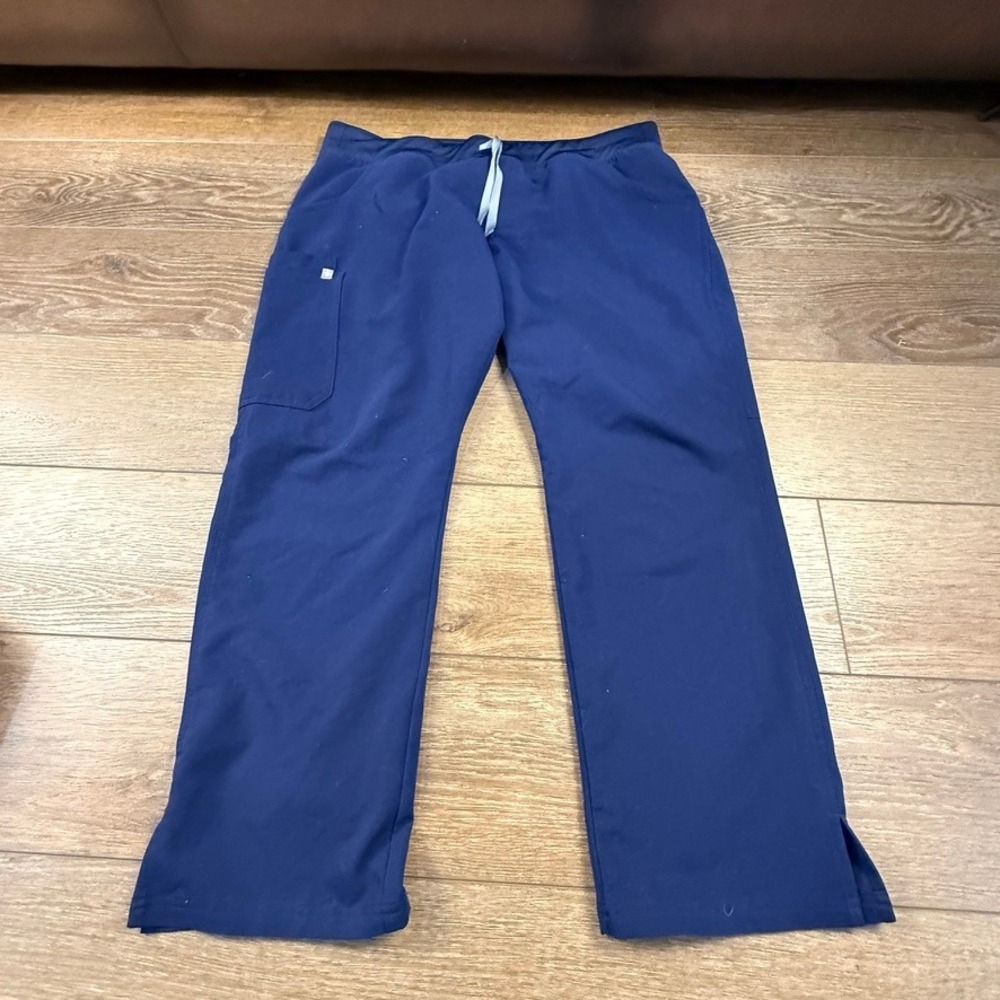 Figs Technical Kade Cargo Scrub Pants XL PETITE Navy Drawstring Waist Healthcare